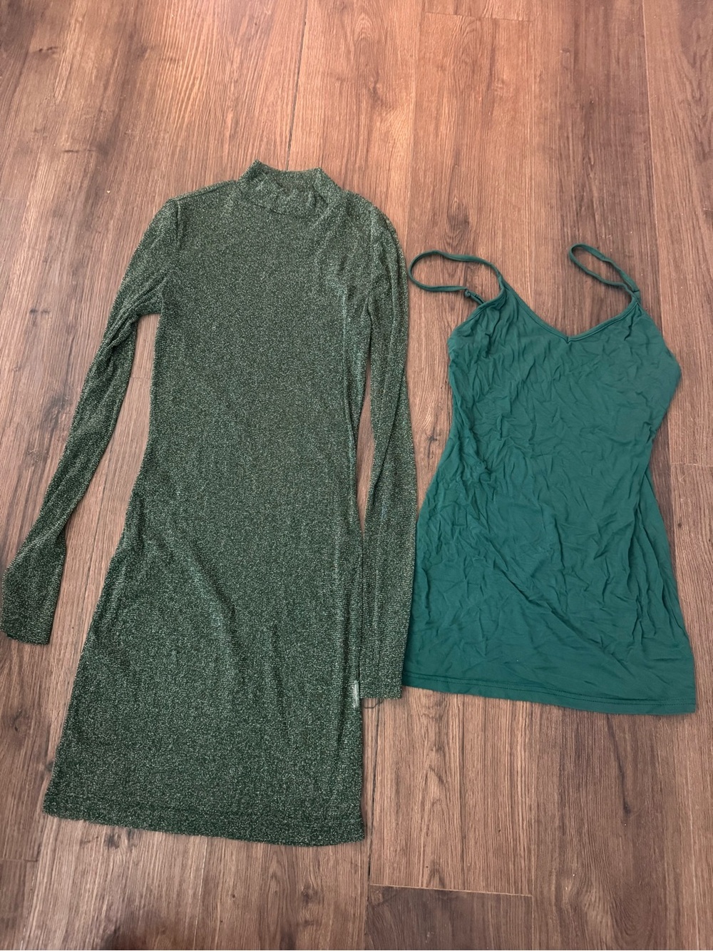 Green Long Sleeve Knit Dress - Women's Sparkle Bodycon